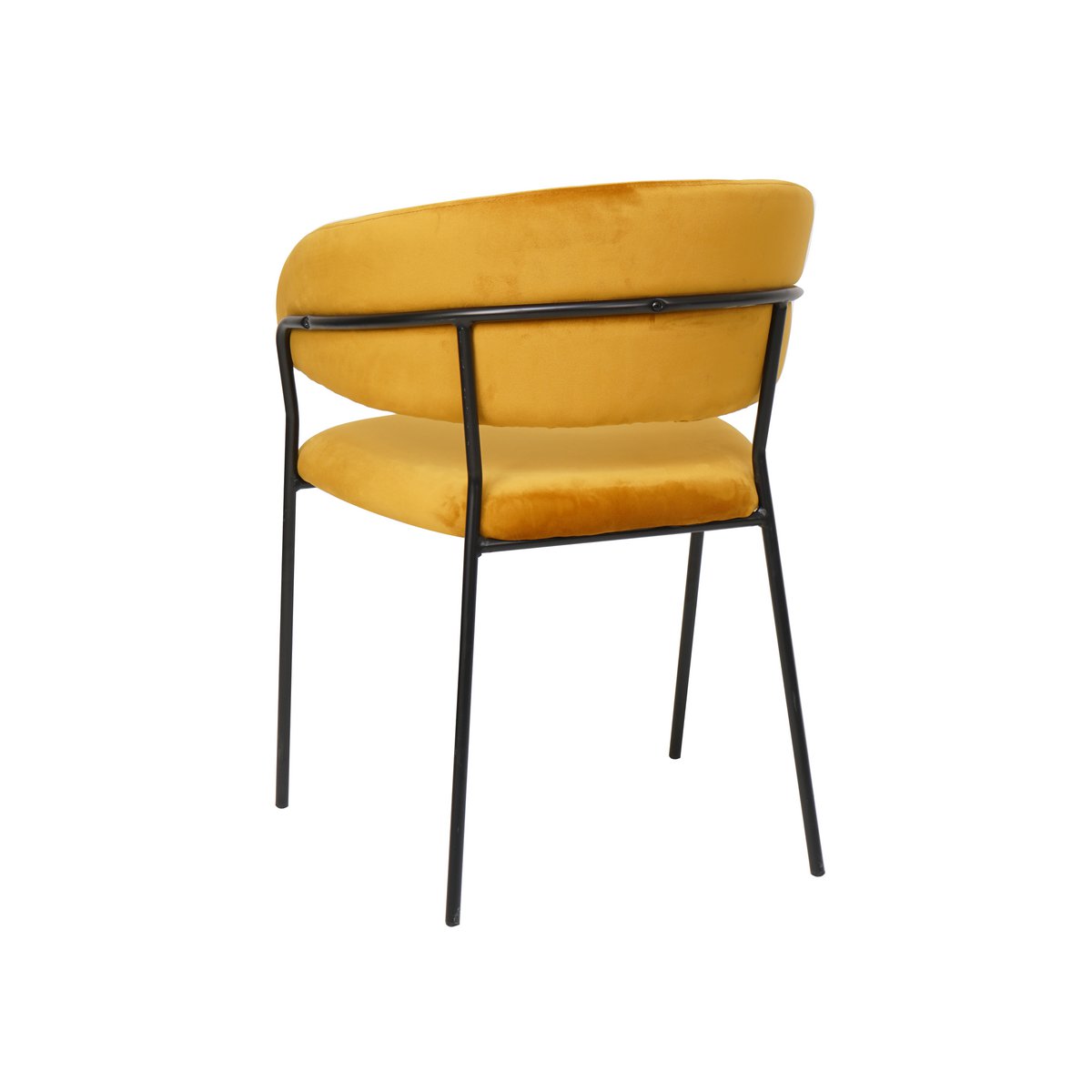 Yellow velvet chair with quilted back