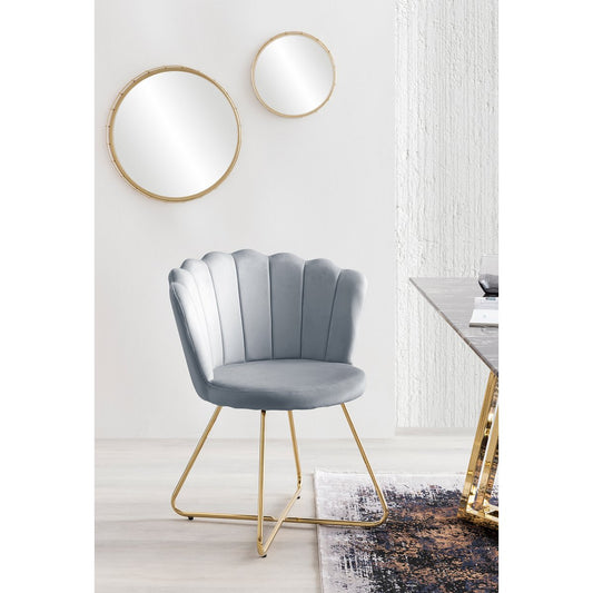 Set of 2 velvet shell chairs in light gray