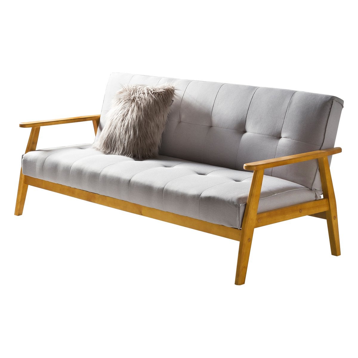 Sofa bed 190x85x81 cm light gray woven fabric