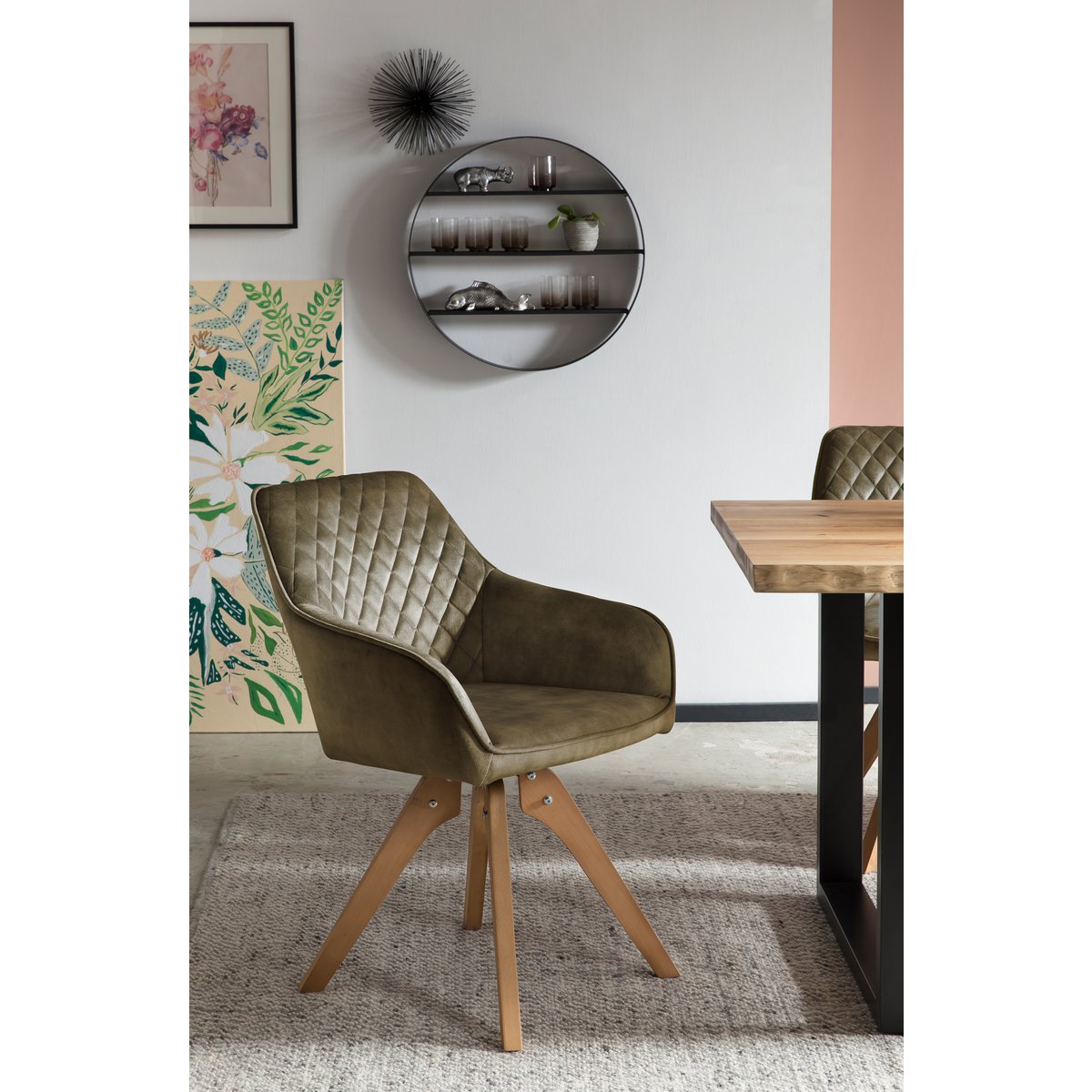 Armchair vintage velvet velor, green