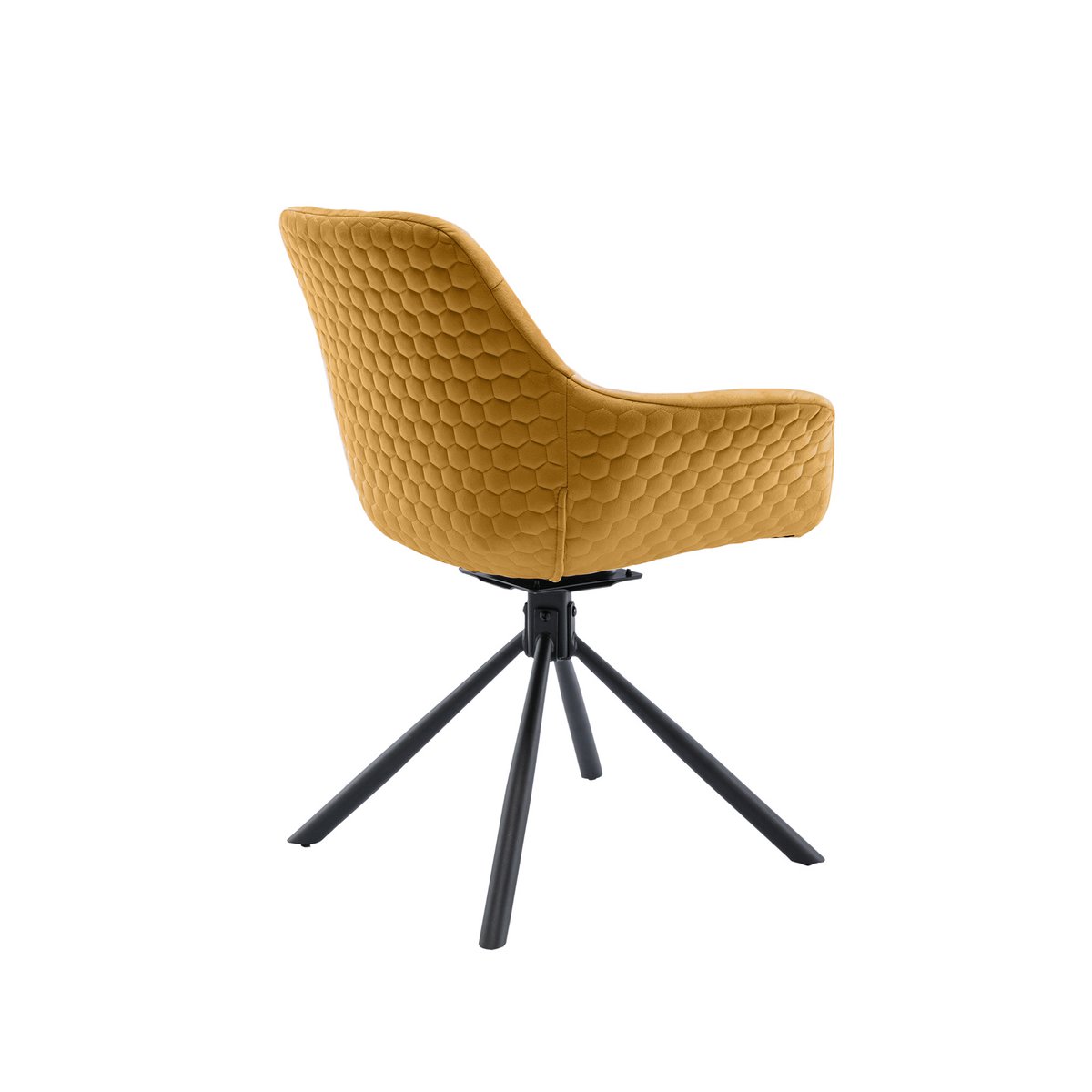 Armchair with honeycomb quilting in mustard yellow velvet