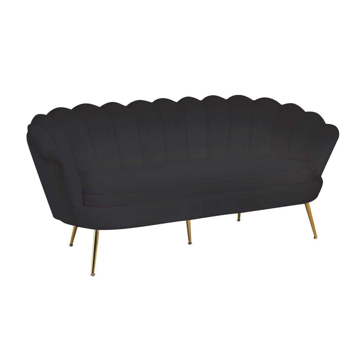 Shell sofa 3 seater in black velvet