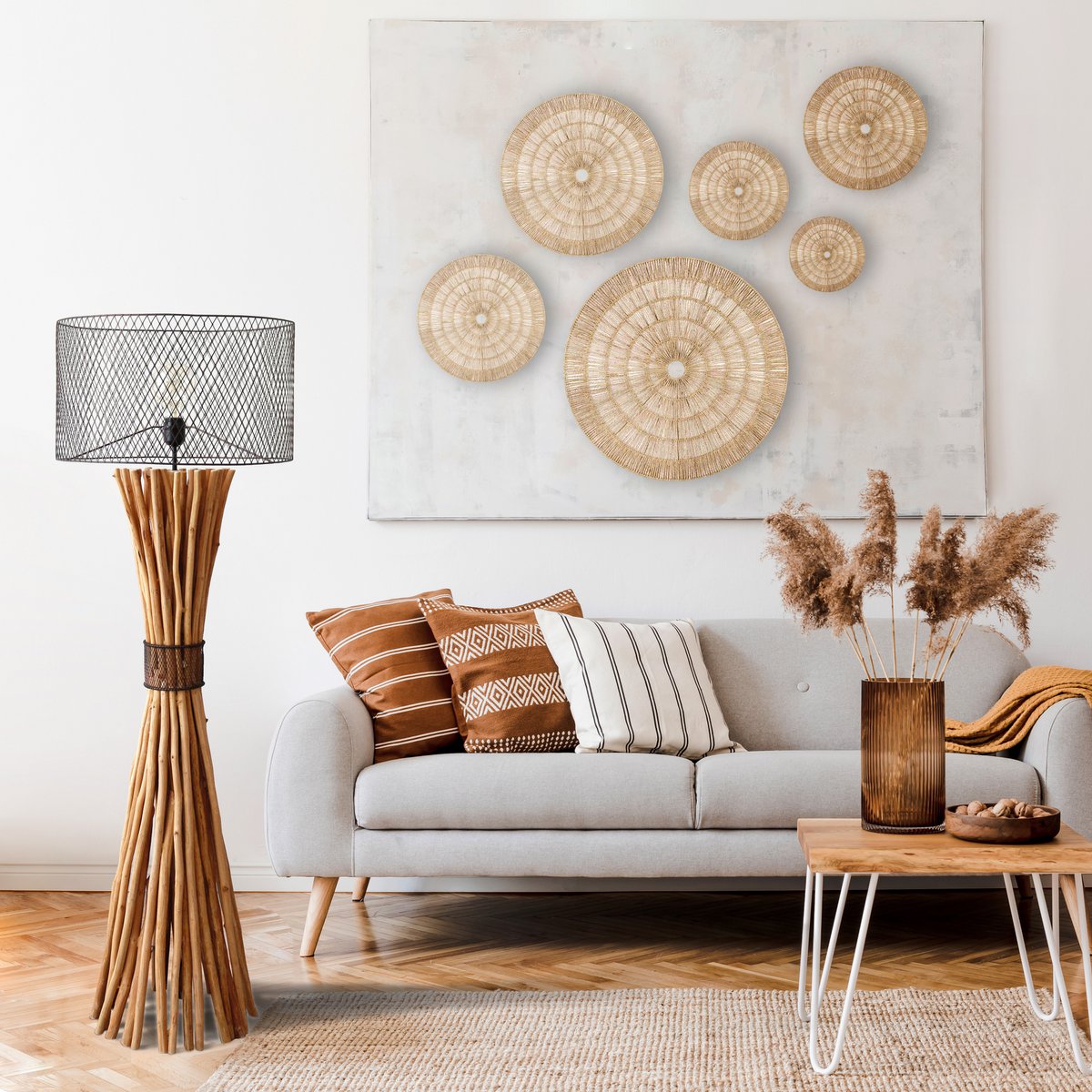 Floor lamp driftwood natural/black 149 cm