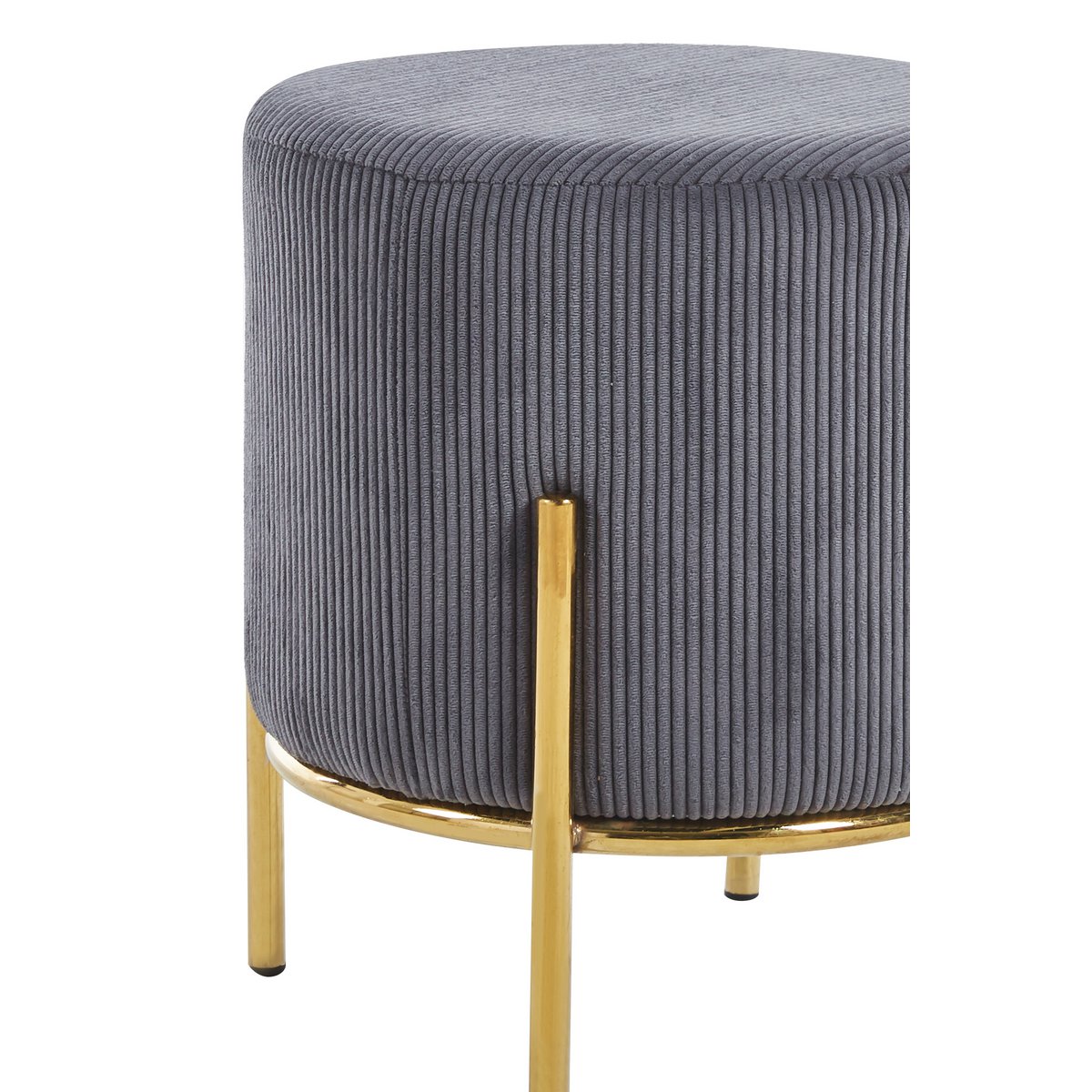 Upholstered stool Ø35 cm cord optic gray
