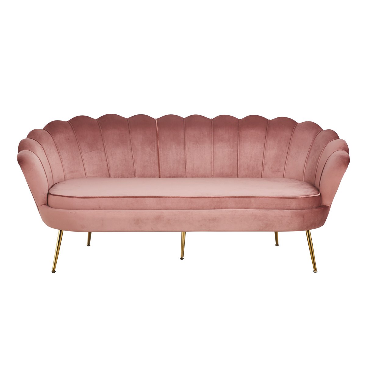 Shell sofa 3 seater in rose velvet