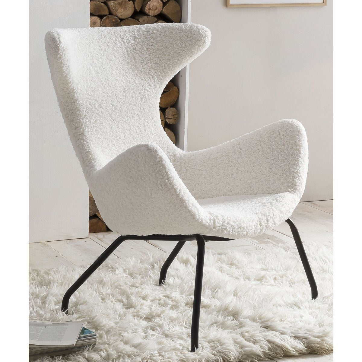 Relax armchair teddy fur white