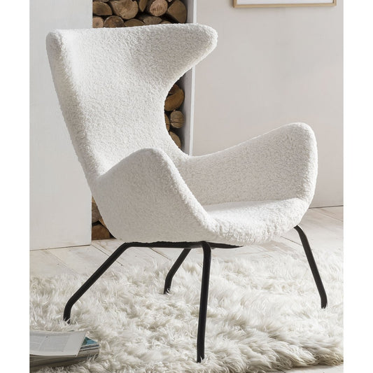 Relax armchair teddy fur white