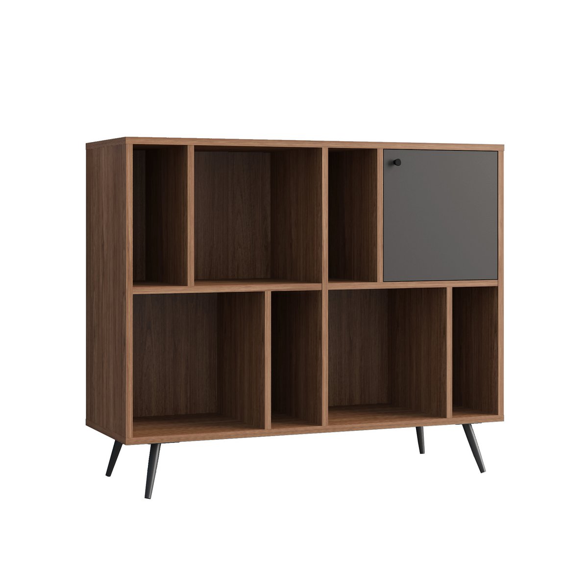 Wide bookcase walnut/gray
