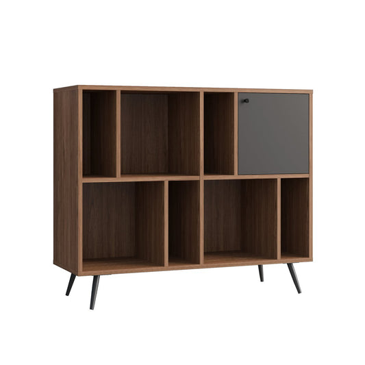 Wide bookcase walnut/gray