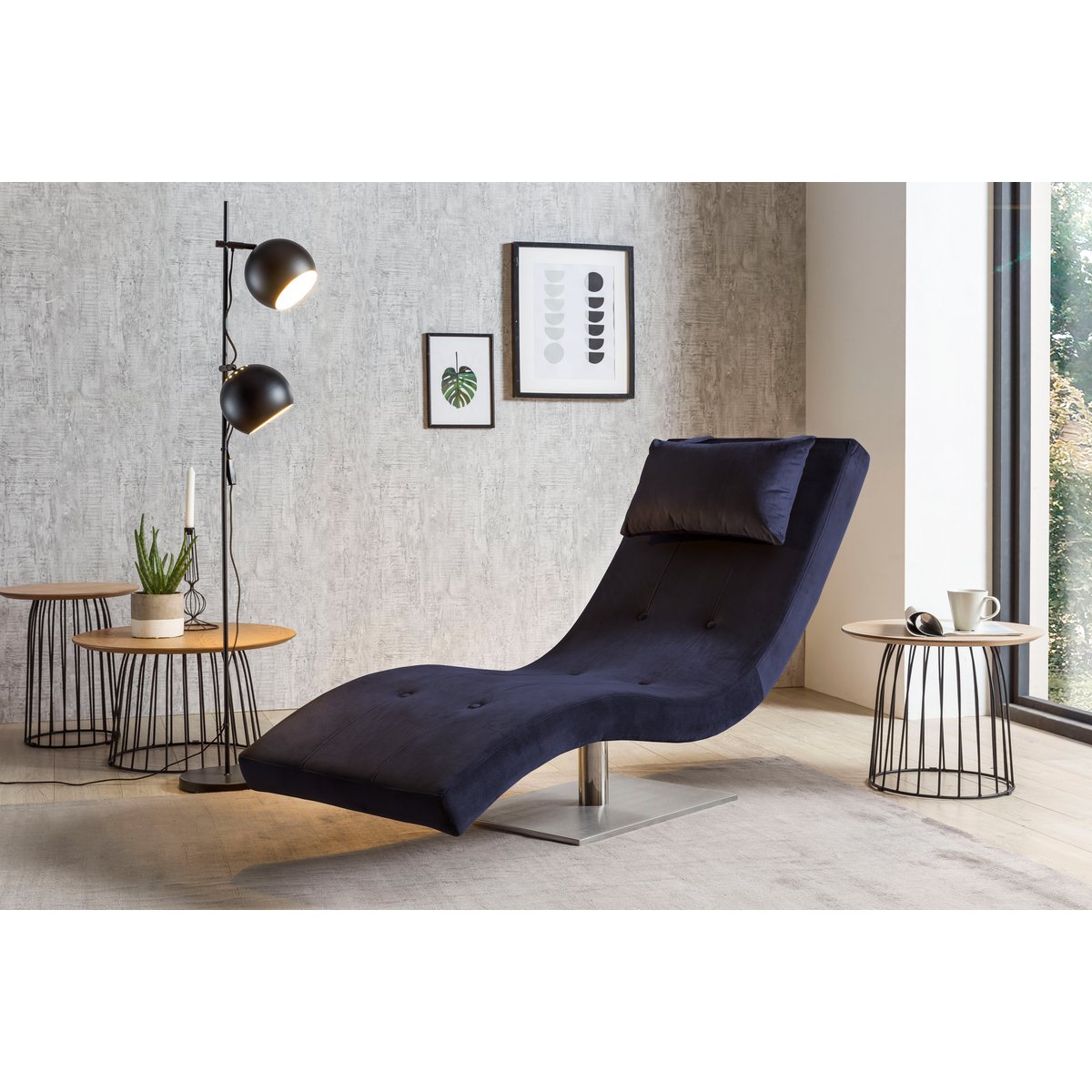 Relax lounger velvet blue