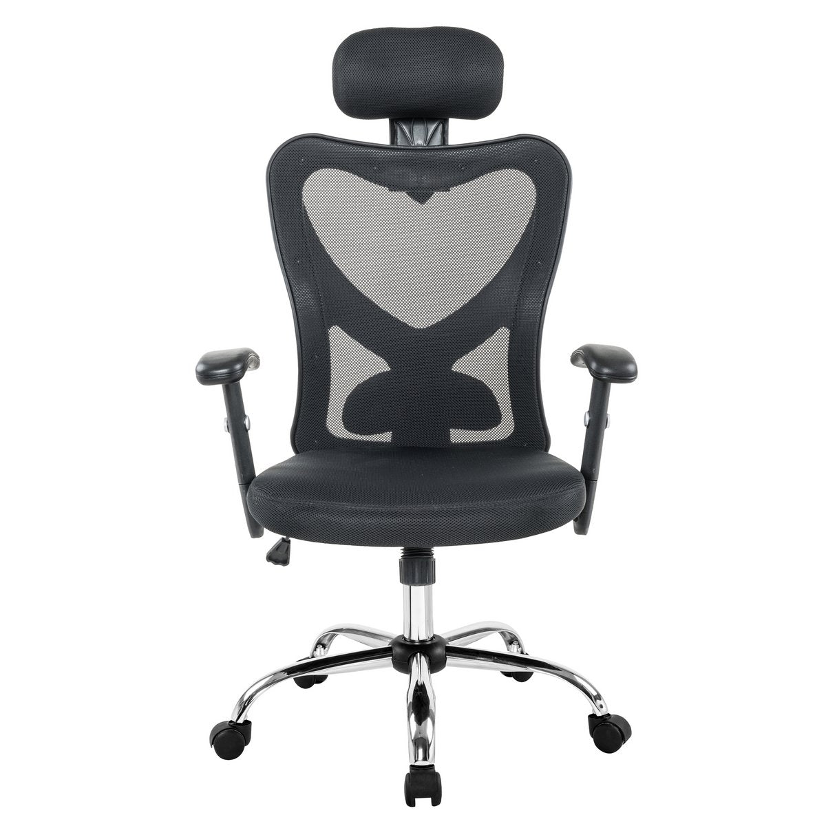 Black office chair with mesh headrests
