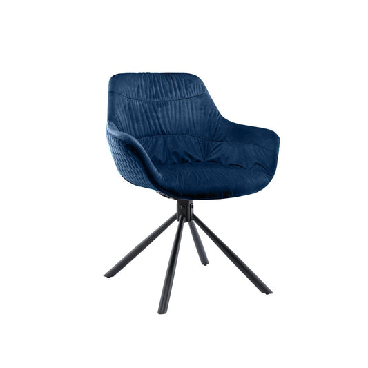 Armchair with honeycomb quilting in velvet blue