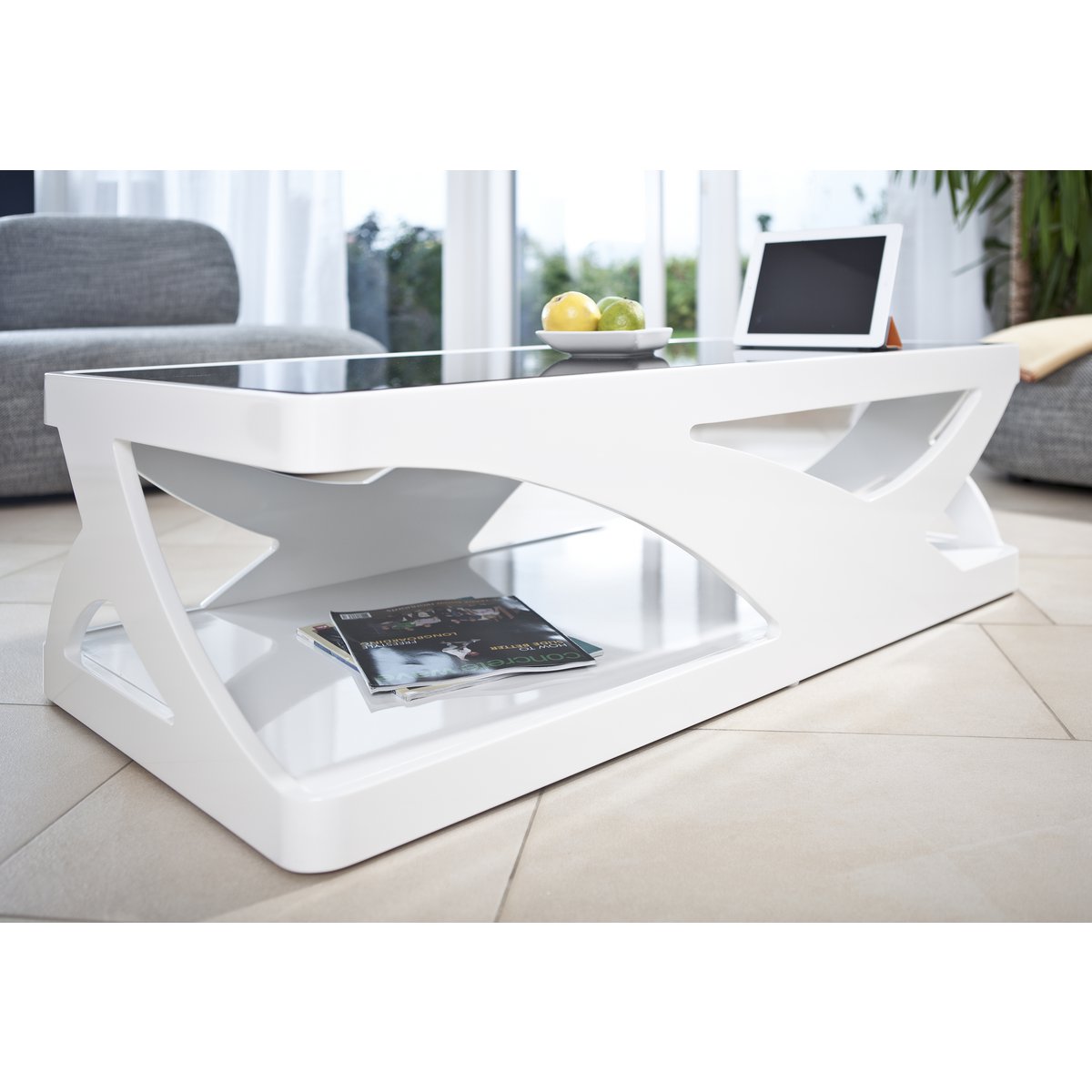 Coffee table 120x60x38 cm white/black