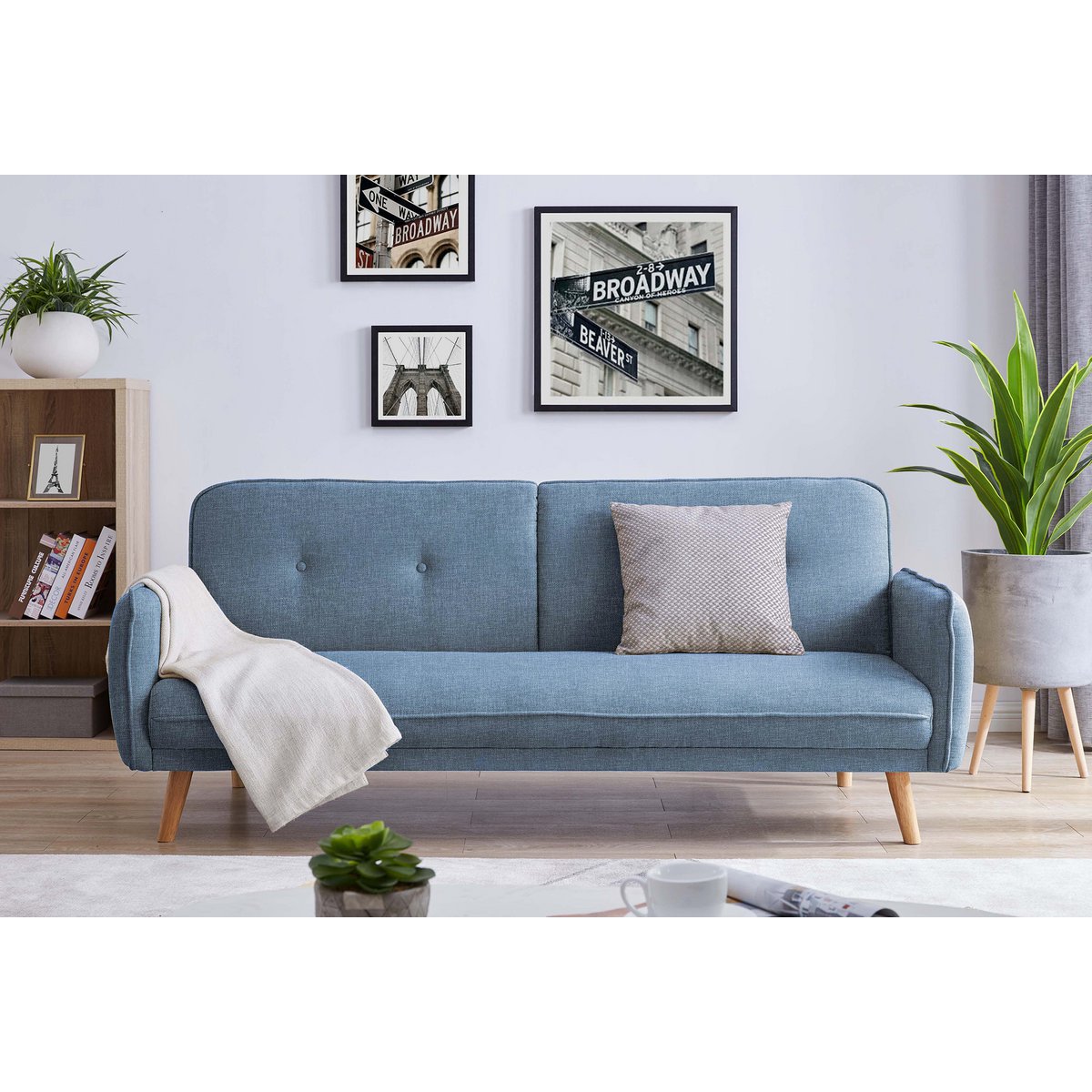 3-Sitzer Sofa Strukturstoff fein Blau
