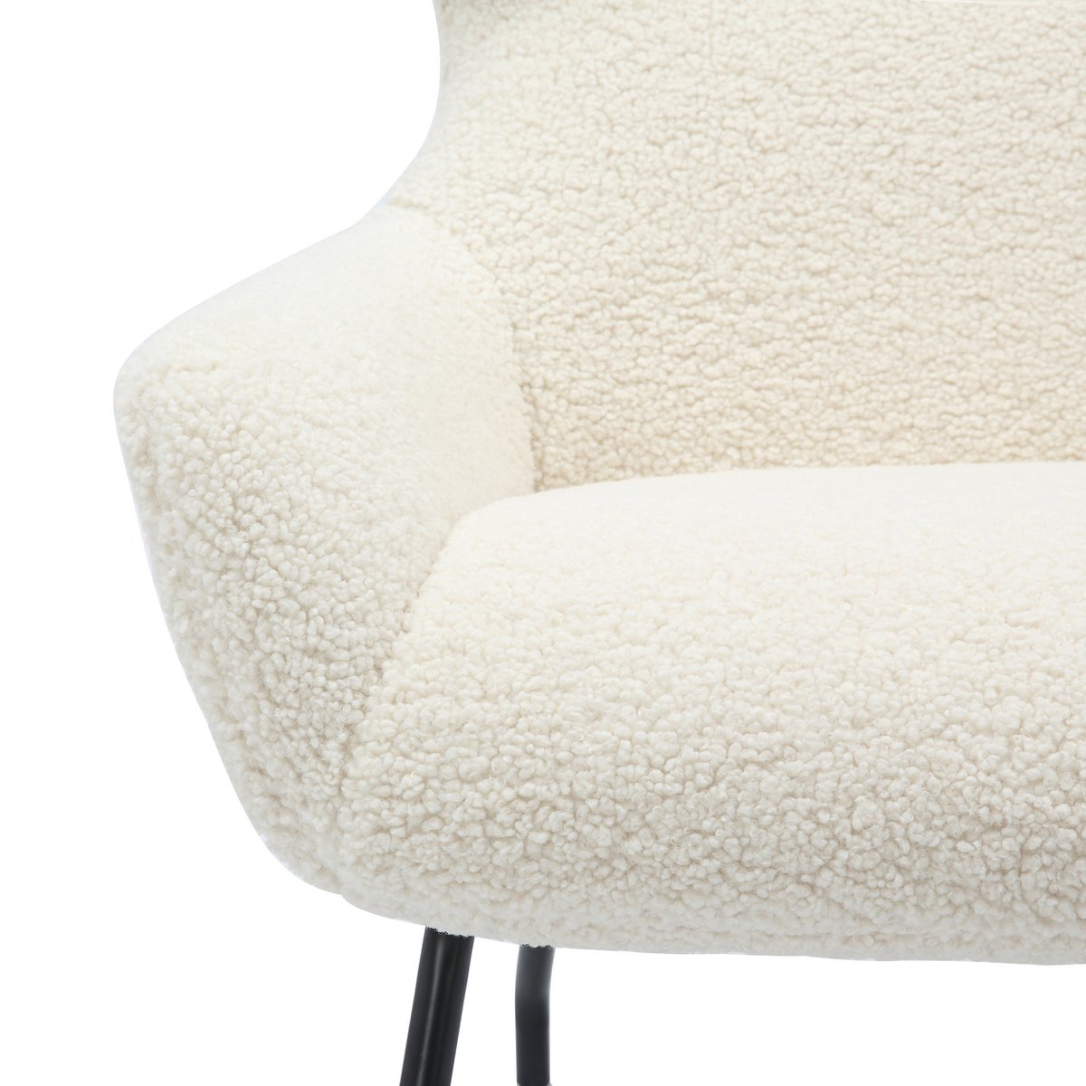 Armchair and stool set teddy fur beige