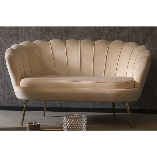 Beige velvet shell sofa