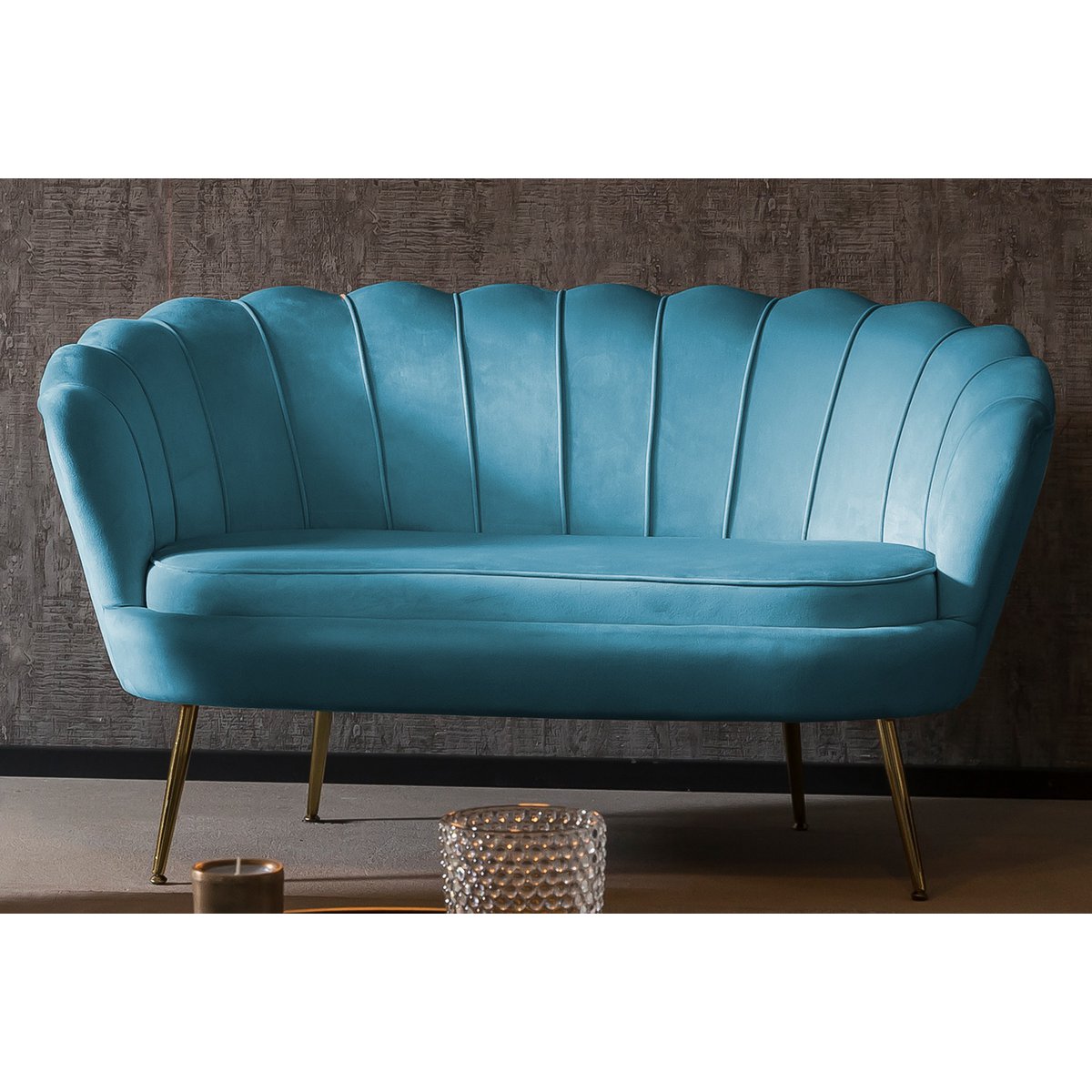 Velvet shell sofa blue