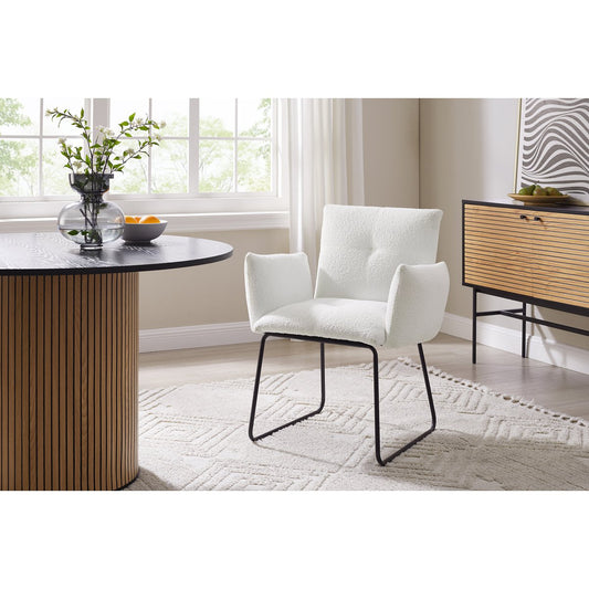 Armchair Bouclé fabric white