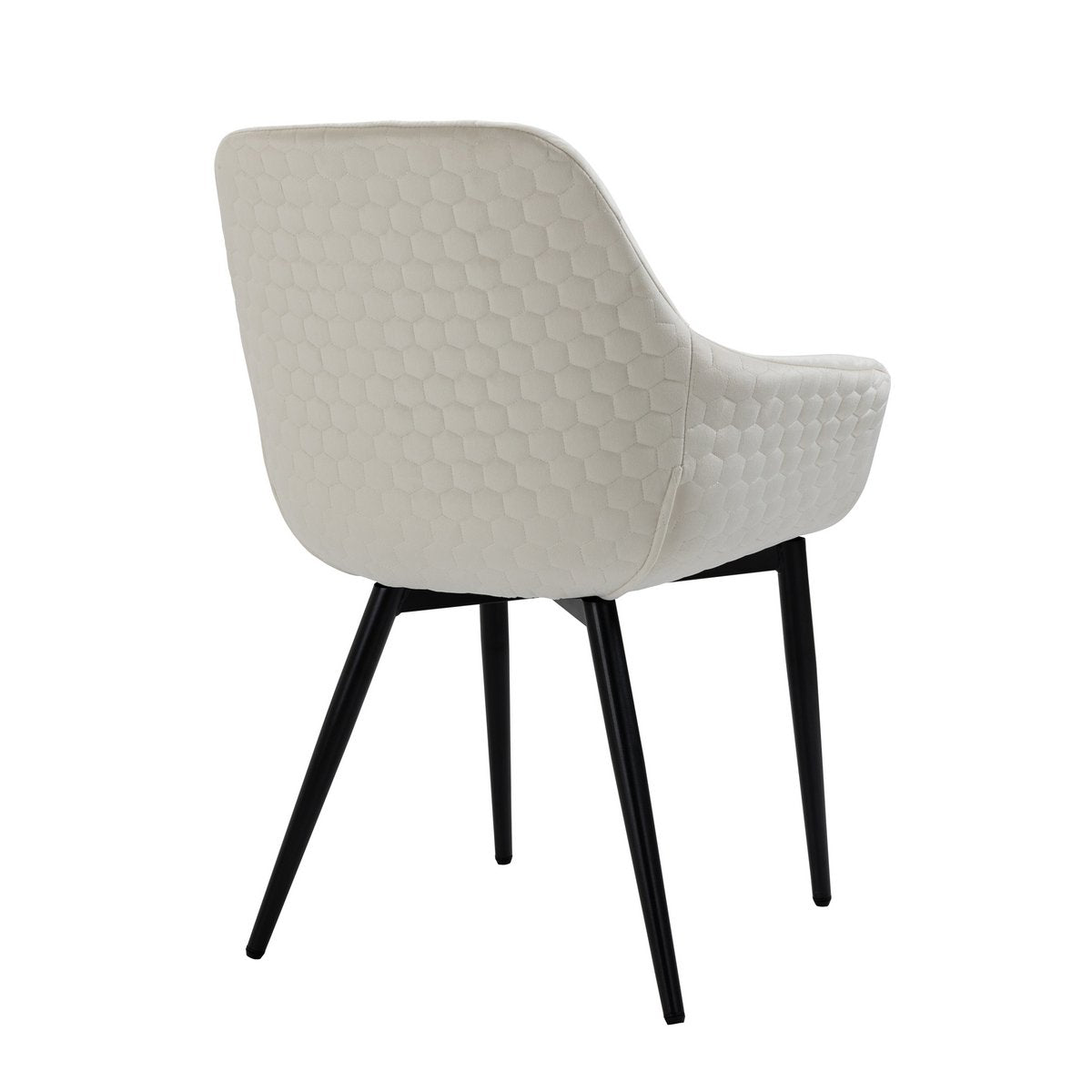 Armchair with honeycomb quilting in cream velvet