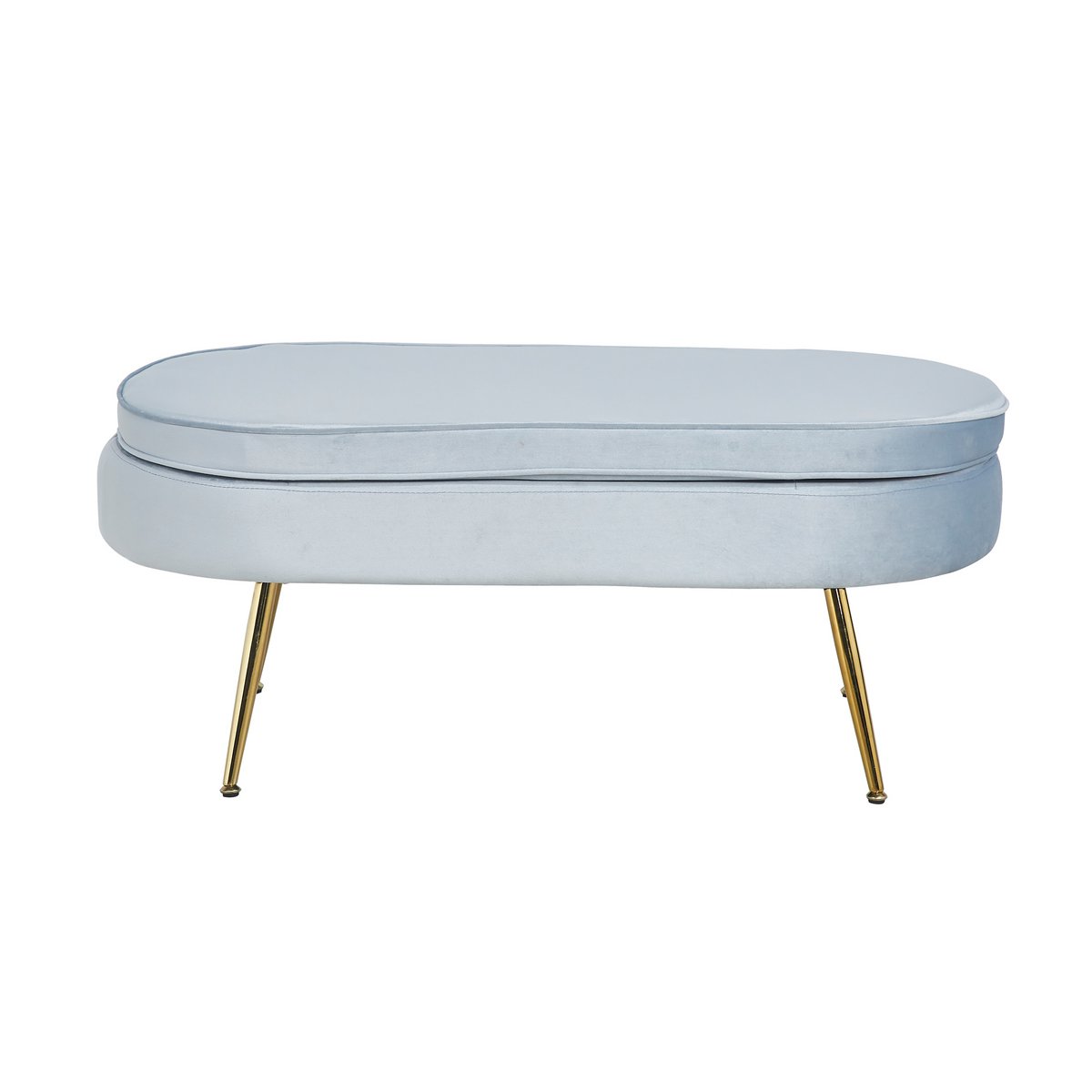 Pouf oval in light gray velvet