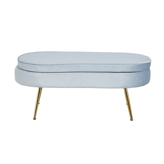 Pouf oval in light gray velvet