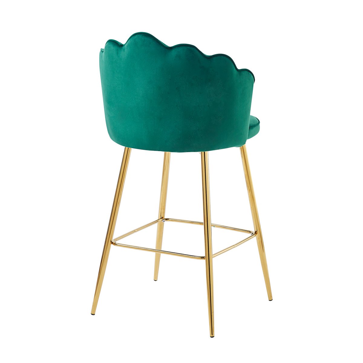Set of 2 Shell Design Velvet Bar Stools Green