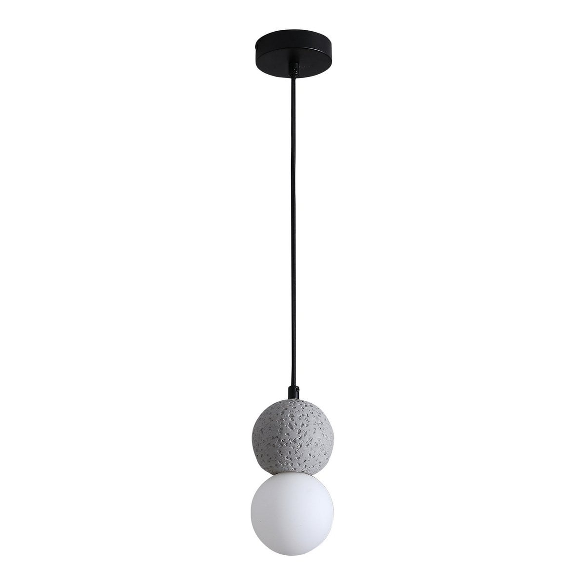 Leeds Pendant – Anhänger in Grau, kugelförmig, 150 cm Stoffschnur