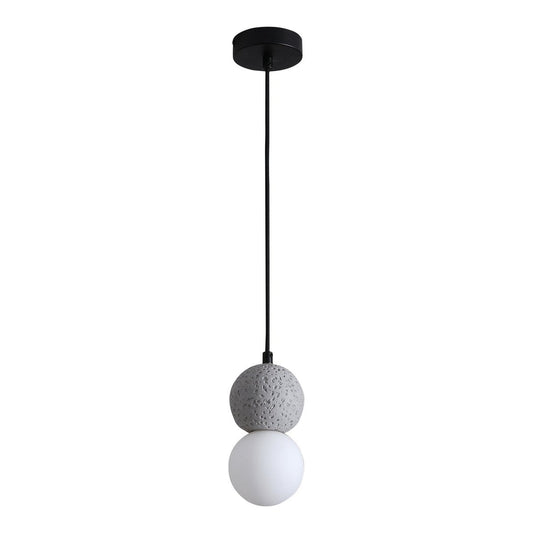 Leeds Pendant – Anhänger in Grau, kugelförmig, 150 cm Stoffschnur