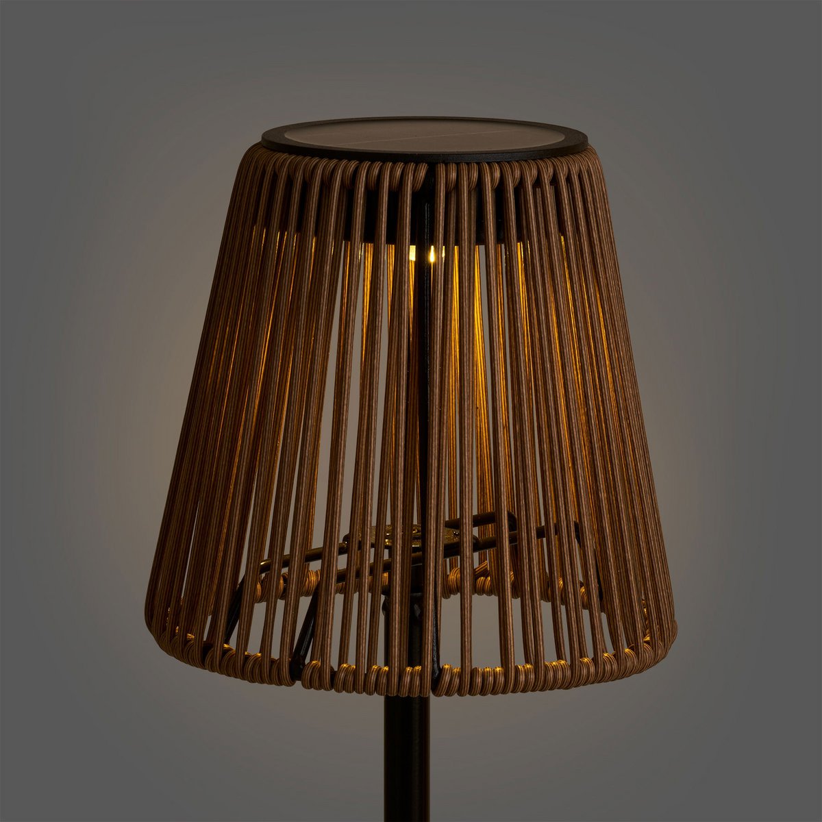 Salford Lampe, wiederaufladbar mit integriertem Solarpanel, braun/schwarz
