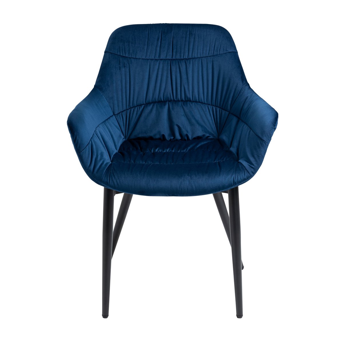 Armchair with honeycomb quilting in velvet blue