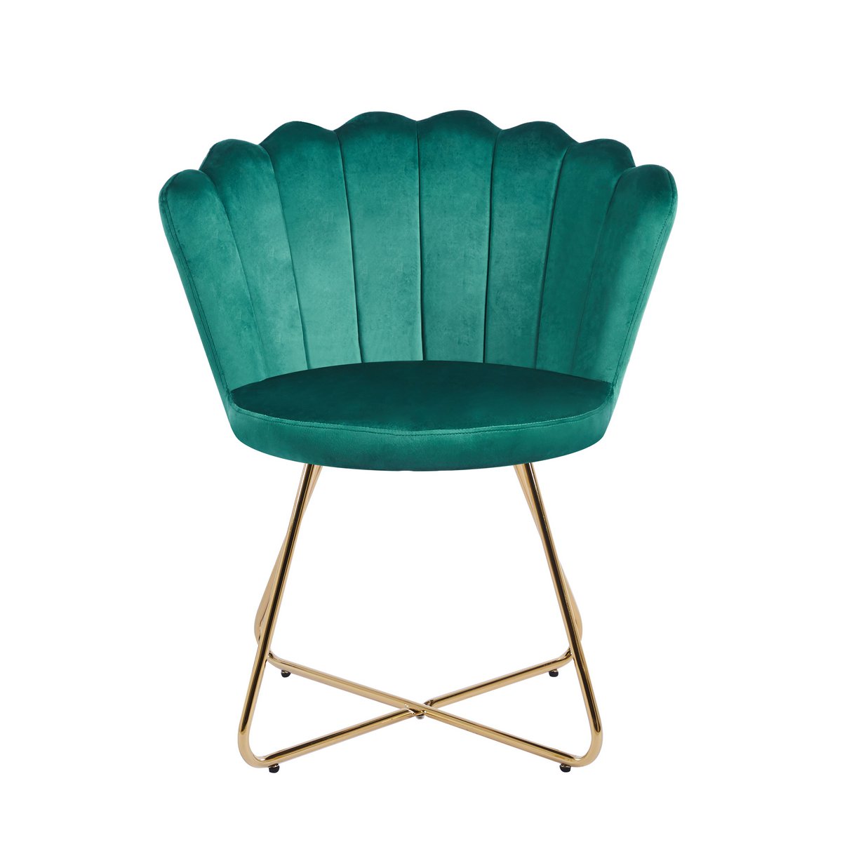 Set of 2 green velvet shell chairs