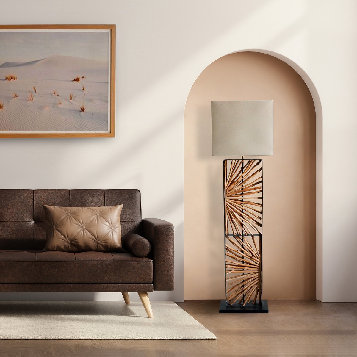 Floor lamp driftwood natural/beige 165 cm