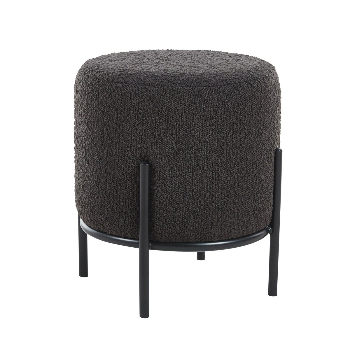 Polsterhocker Ø35 cm Bouclé Stoff Anthrazit