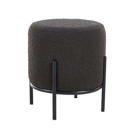 Polsterhocker Ø35 cm Bouclé Stoff Anthrazit