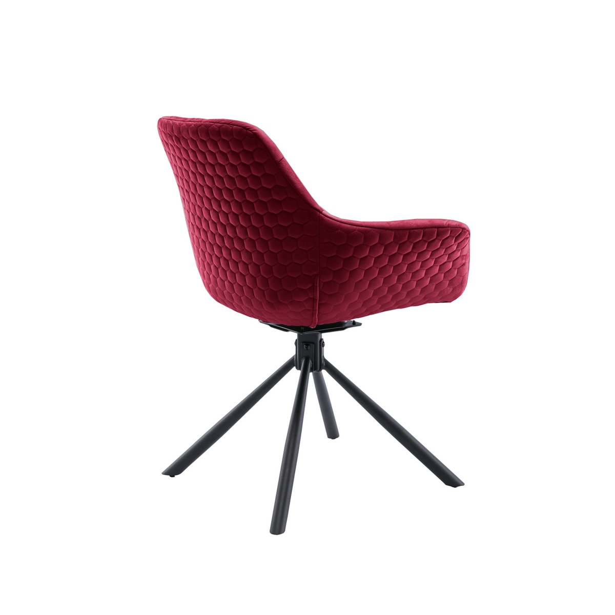 Armchair with honeycomb quilting in red velvet