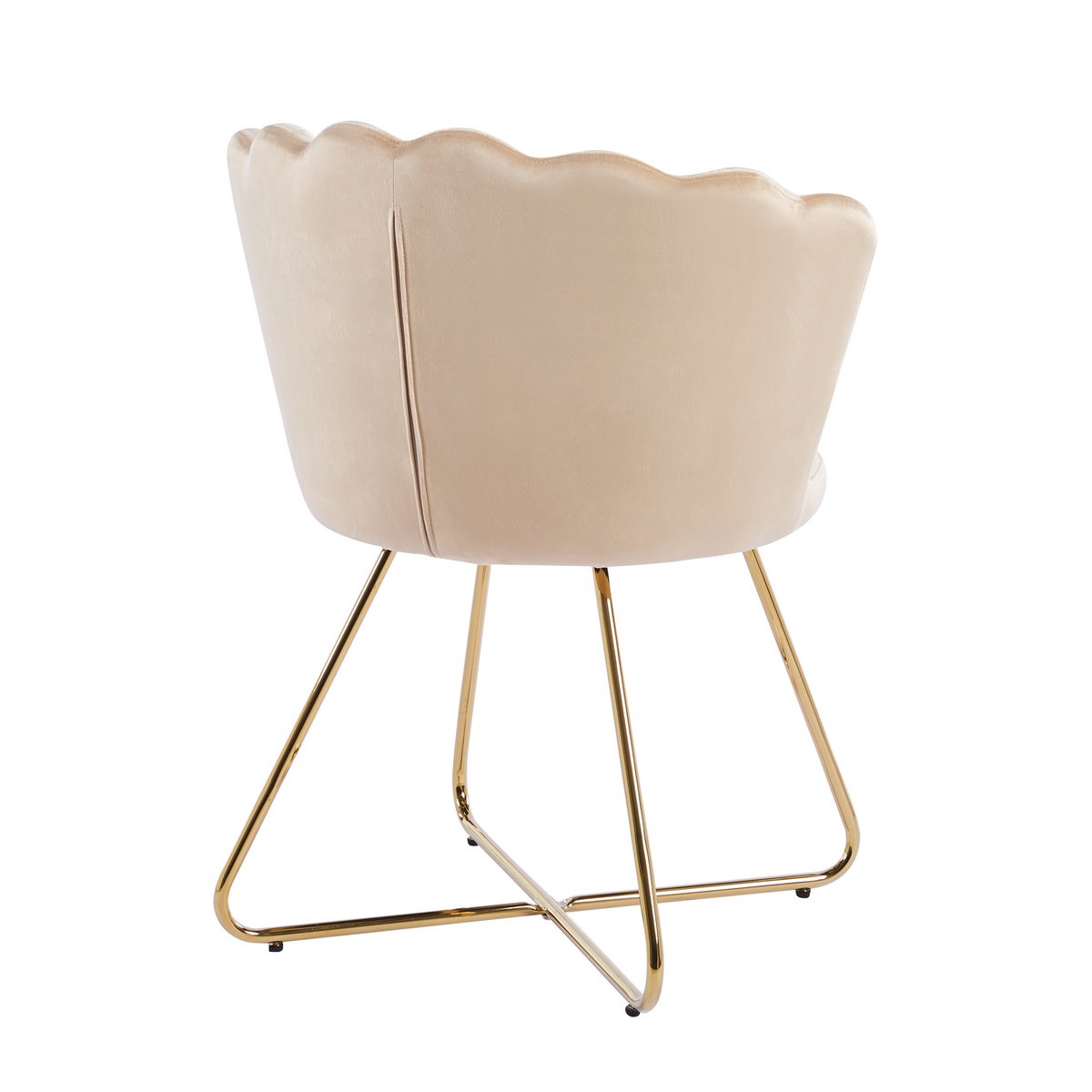 Muschelstuhl aus Samt 2er Set Beige