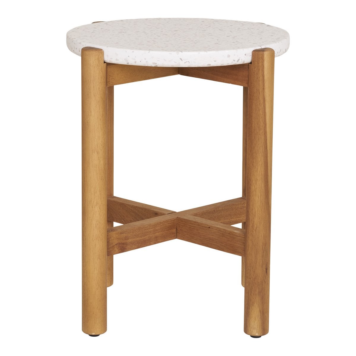 Terracina Side Table - Natural/Weiß, Acacia/Terrazzo, Ø37x46 cm