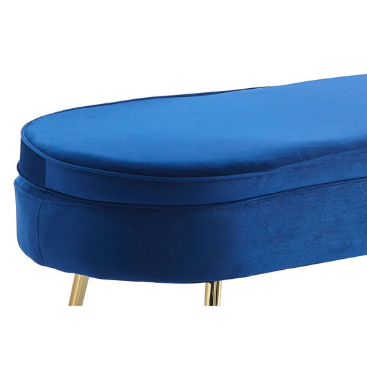 Sitzpouf oval aus Samt Dunkelblau