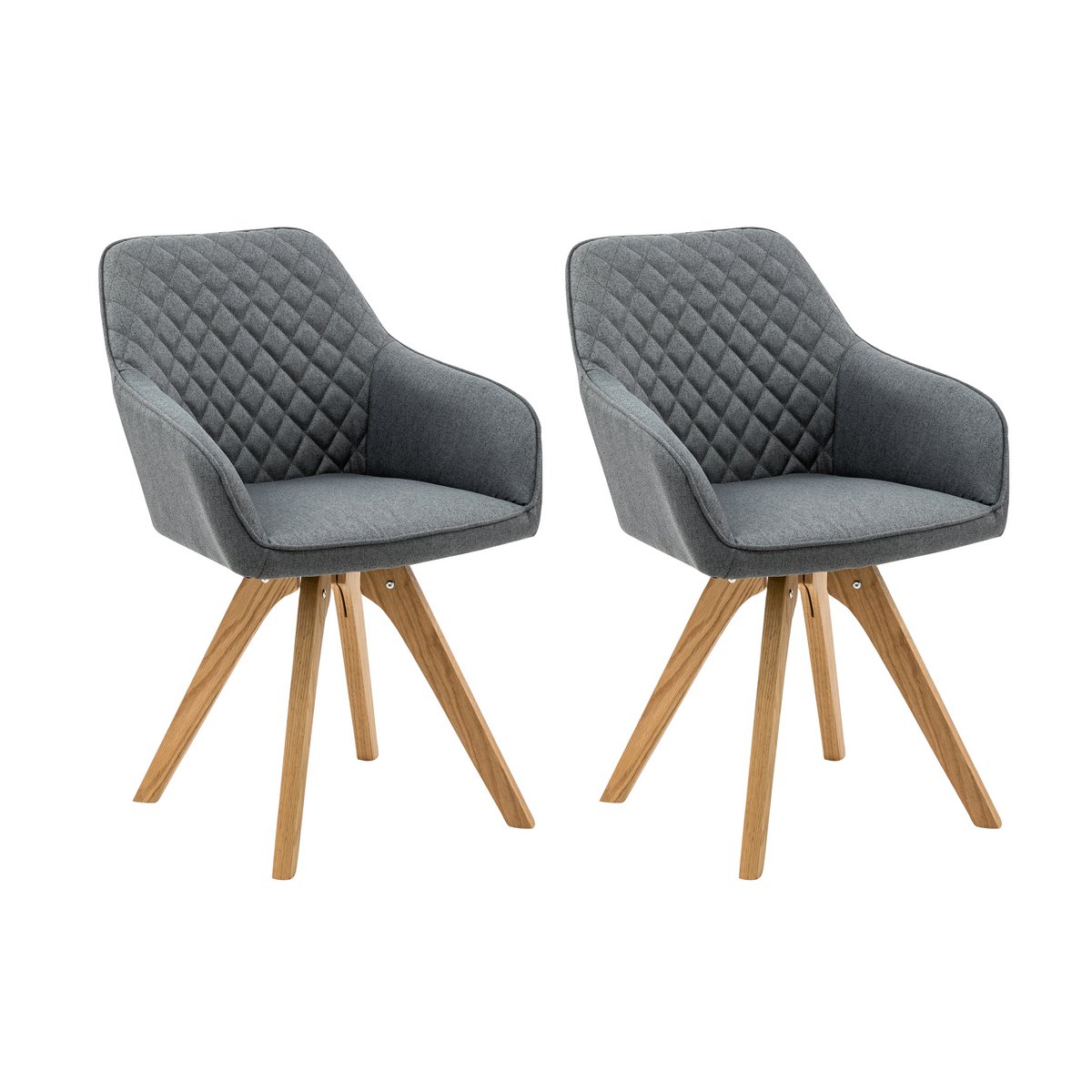 Armchair set of 2 gray textile
