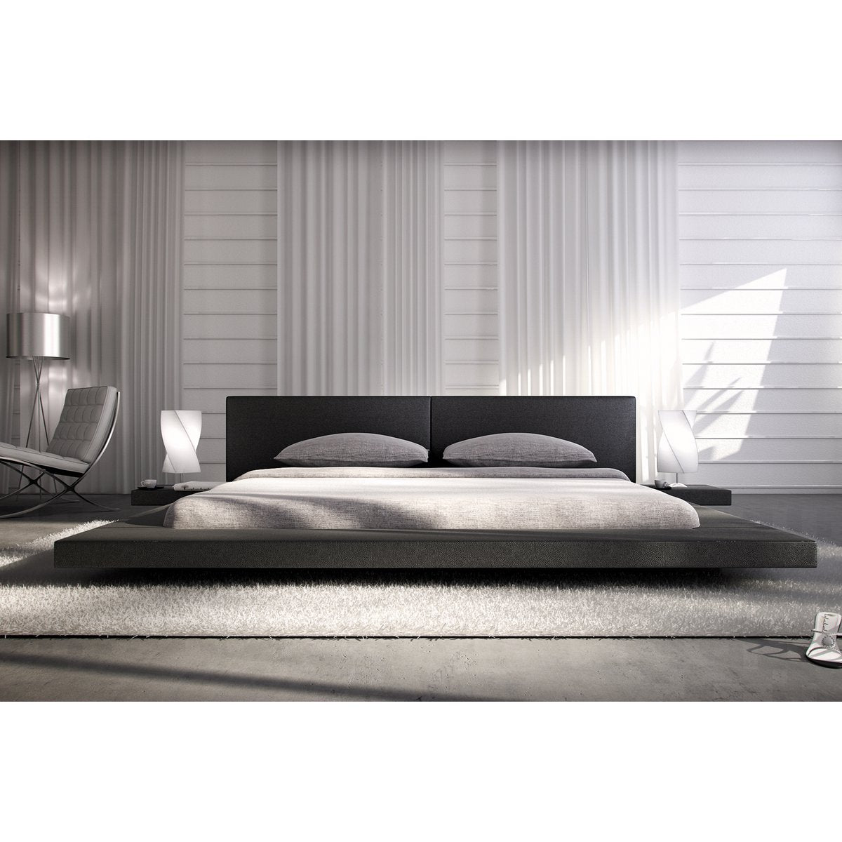 Upholstered bed 140x200 cm black faux leather look