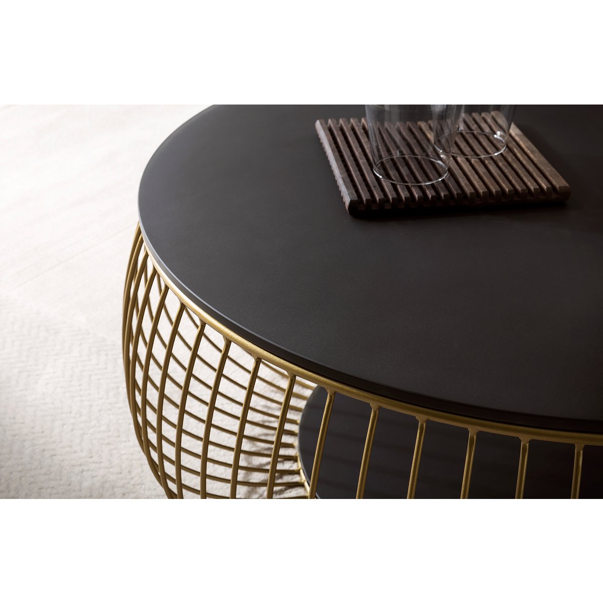 Couchtisch Ø 86 cm Schwarz/Gold
