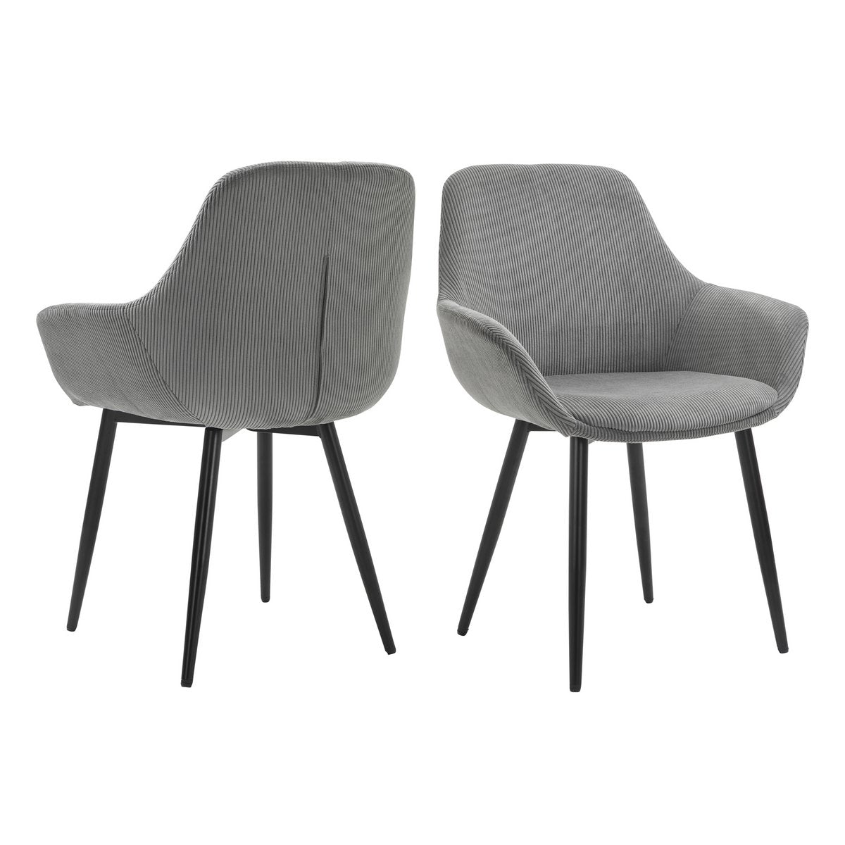 Set of 2 corduroy armchairs grey
