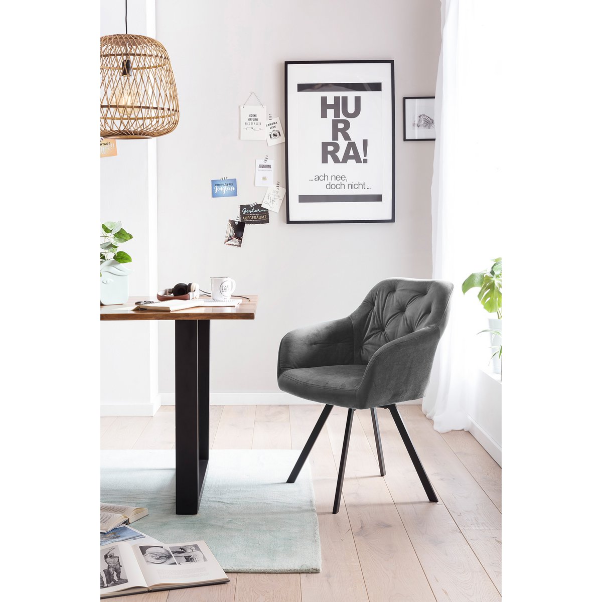 Armchair with 360° swivel function Grey
