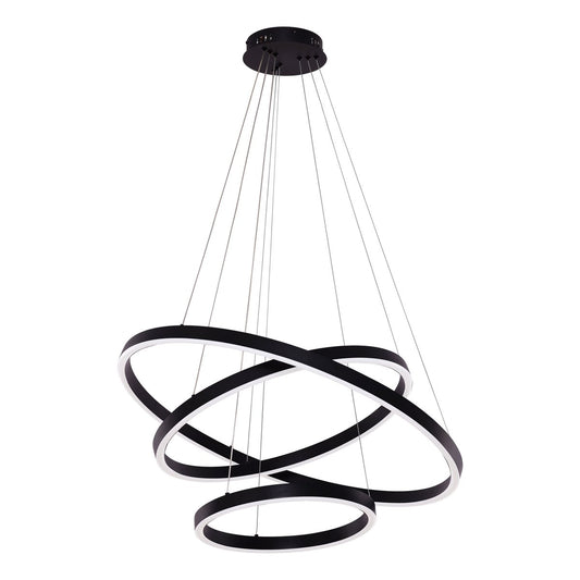 Hängende Lampe Neo schwarz | 3-Ring 40+60+80 cm