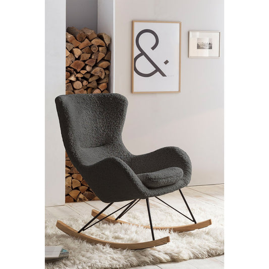 Rocking chair teddy fur dark gray
