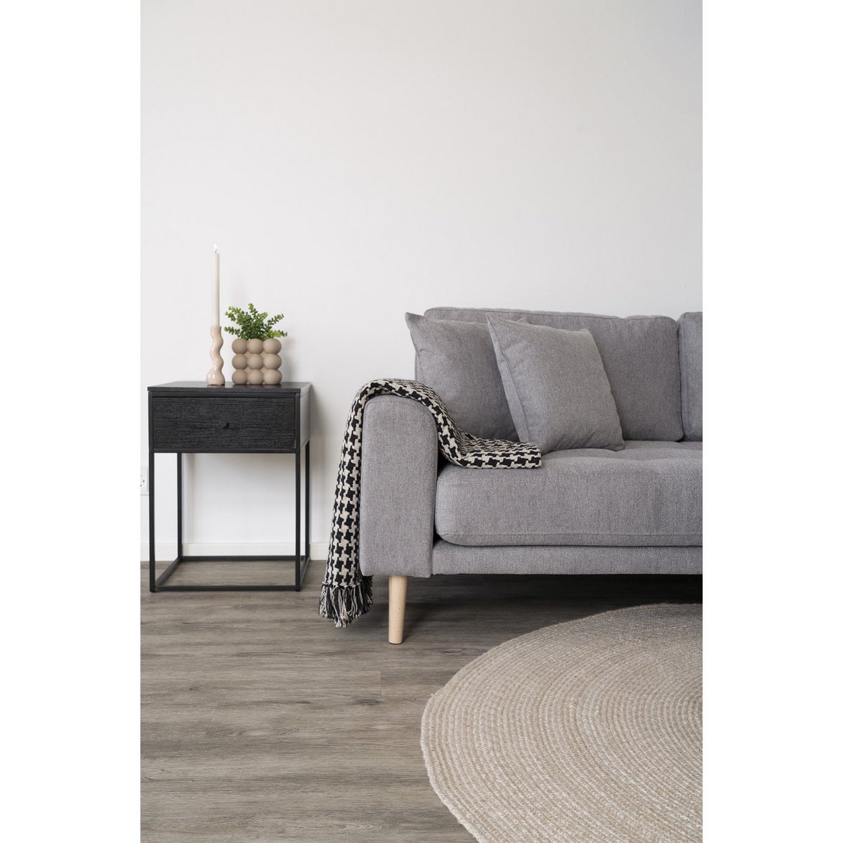 Seitenplaid - Plaid, schwarz/beige, Baumwolle, Polyester, 130x180 cm