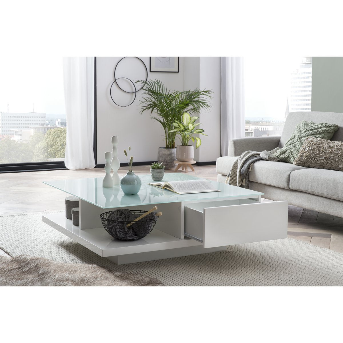 Coffee table 100x100x36 cm white