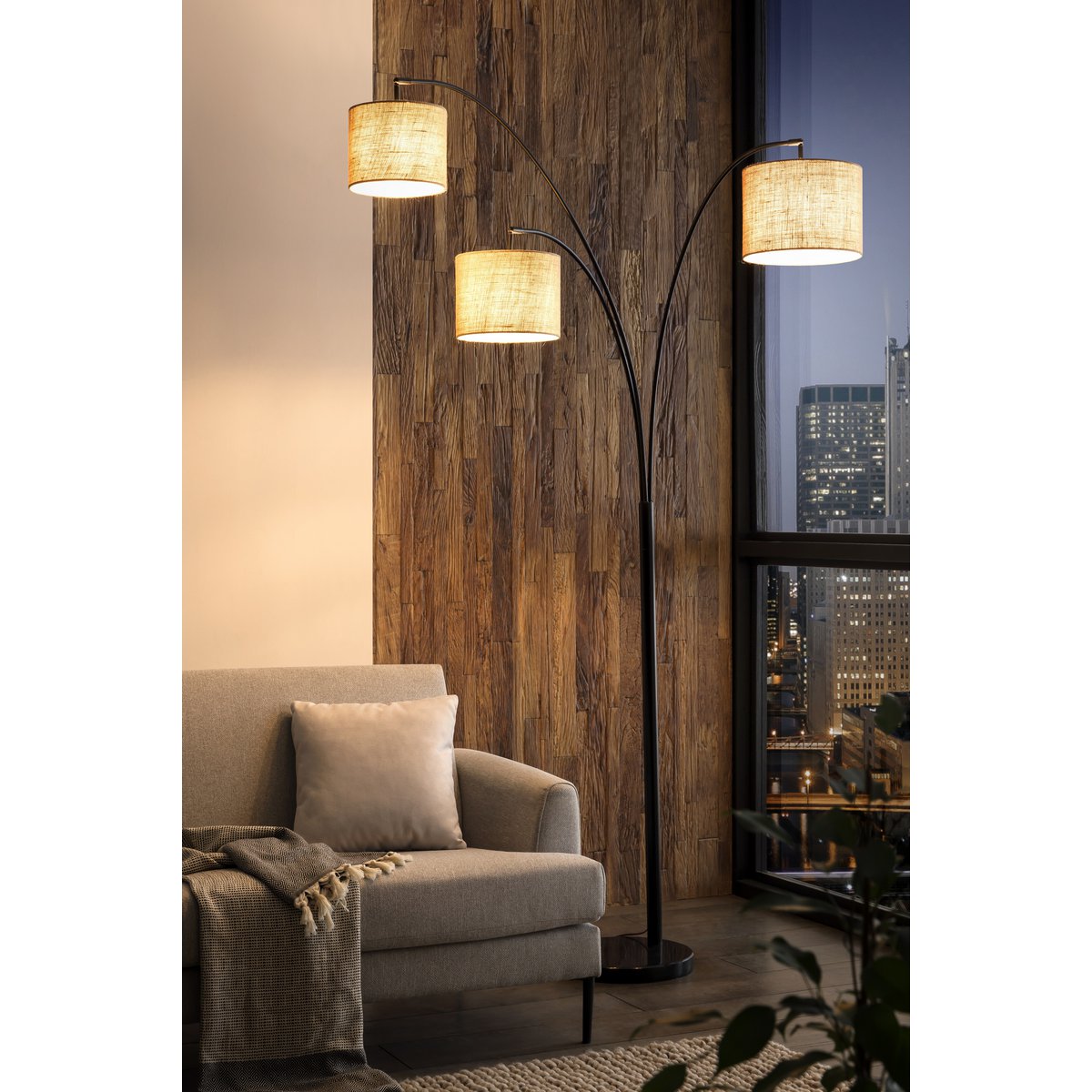 Floor lamp black with marble base