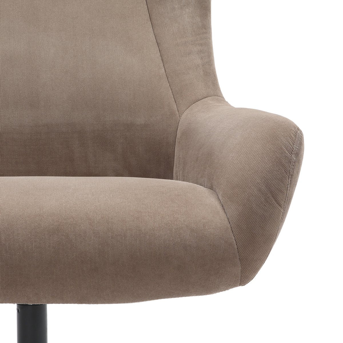 Armchair and stool corduroy look brown
