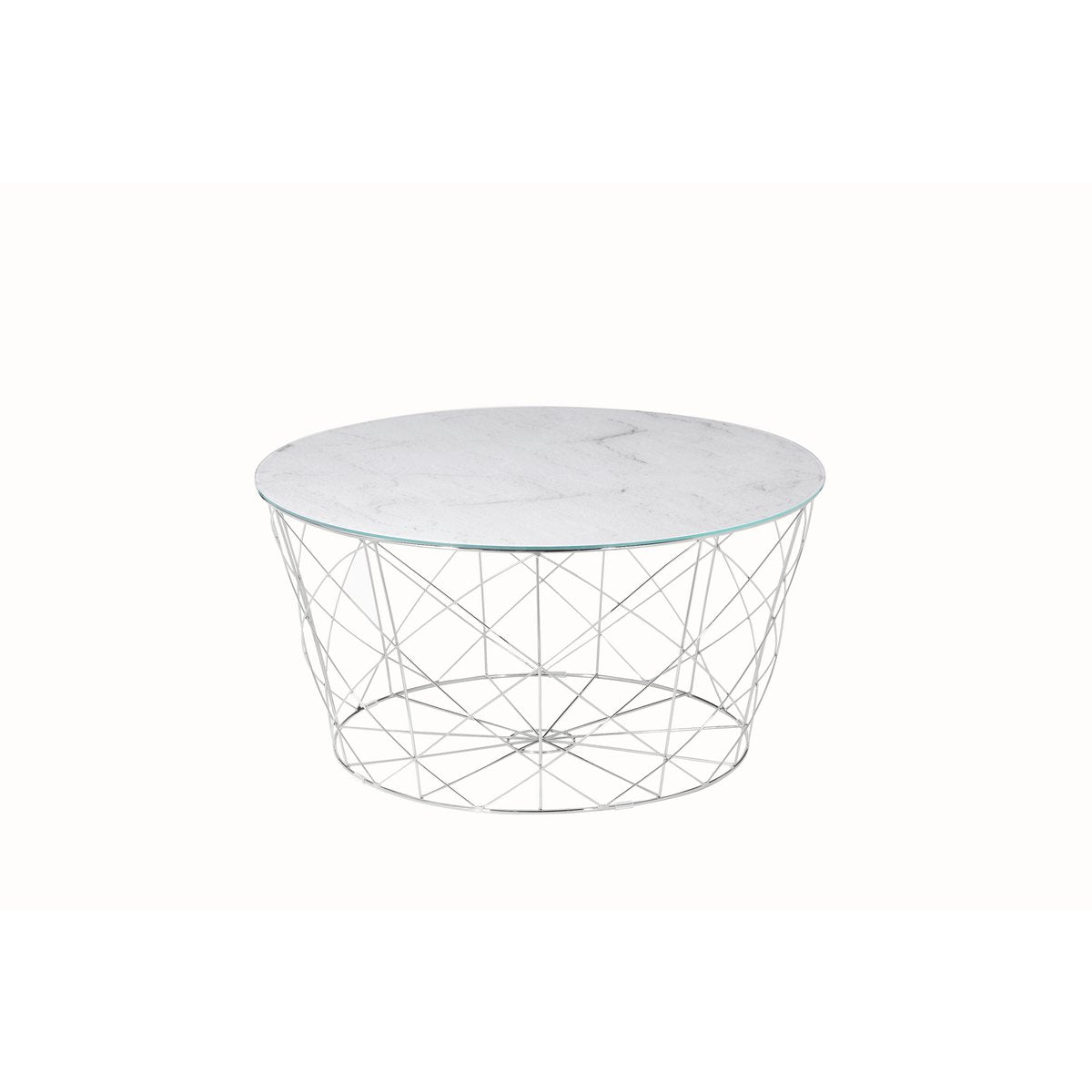 Coffee table with metal basket Ø 80 cm